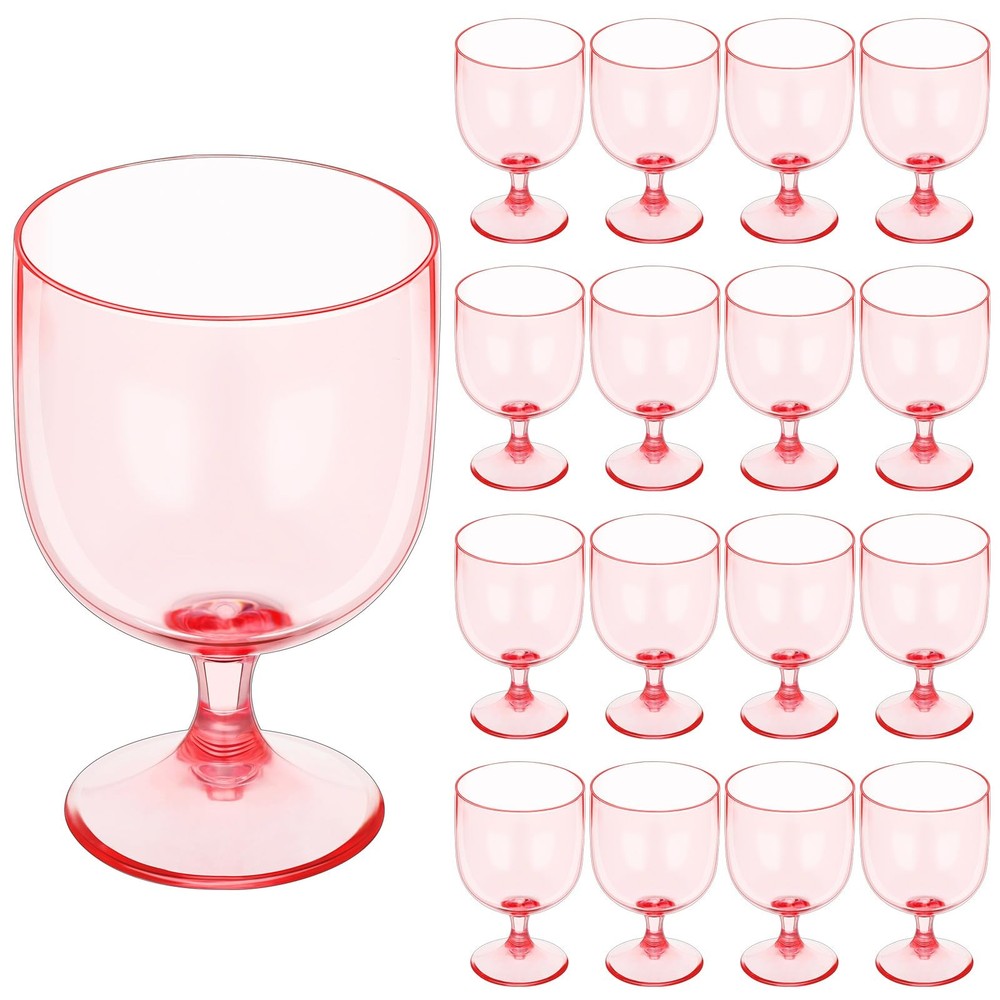 16-Pack 7.5 oz Unbreakable Stemmed Plastic Wine Glasses Reusable Shatterproof