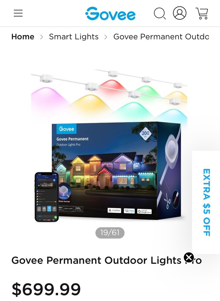 Govee H706C 200ft Permanent Outdoor LED Lights Pro Waterproof IP65 New Factory Sealed