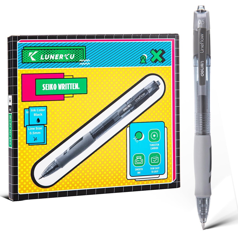 LUNERKU 12pcs Premium Gel Ink Pen, 0.5 mm(Fine Point), Refillable & Retractab...