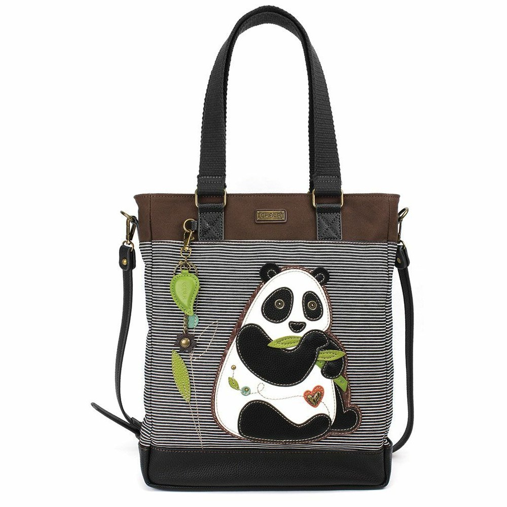 Chala Black & White Playful Panda Faux Leather Tote