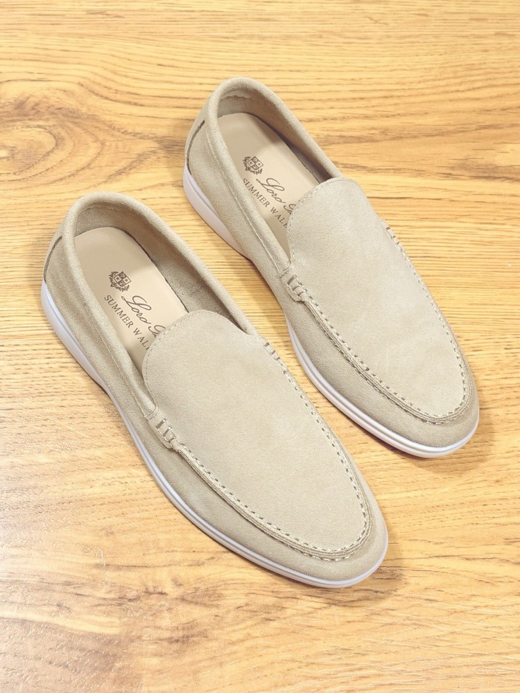 Loro Piana shoes Summer Walk Woman’s Loafers Beige Suede White Sole EU 38