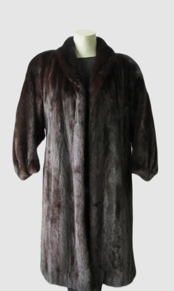 Women's Sz 8   Dark Ranch Mink Fur Coat MINT+ Woman