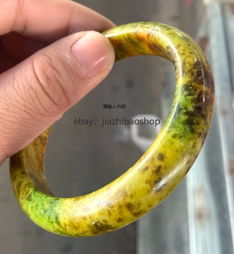 peacock Olive color peacock Peach Blossom Jade Bracelet Bangle 56-64mm healing