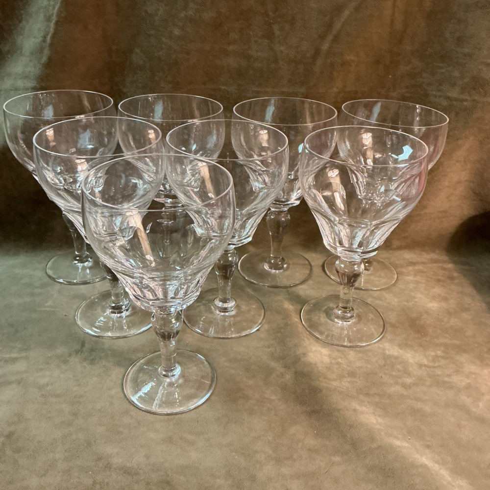 1950s Stuart crystal glass England Dorsett cut pattern Water Goblet Lot Of 8 Pcs