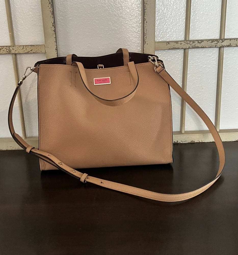 Vintage Kate Spade Sam Medium Crossbody Satchel Bag in Lightfawn