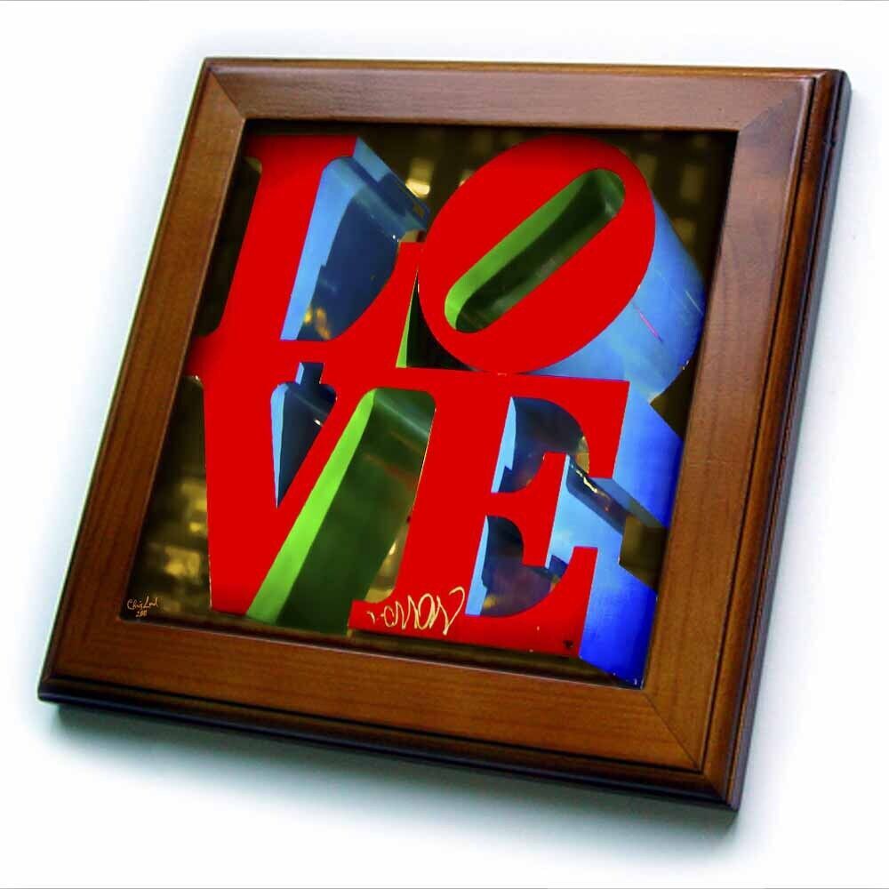 3dRose Sculpture LOVE Philadelphia 8x8 Framed Tile