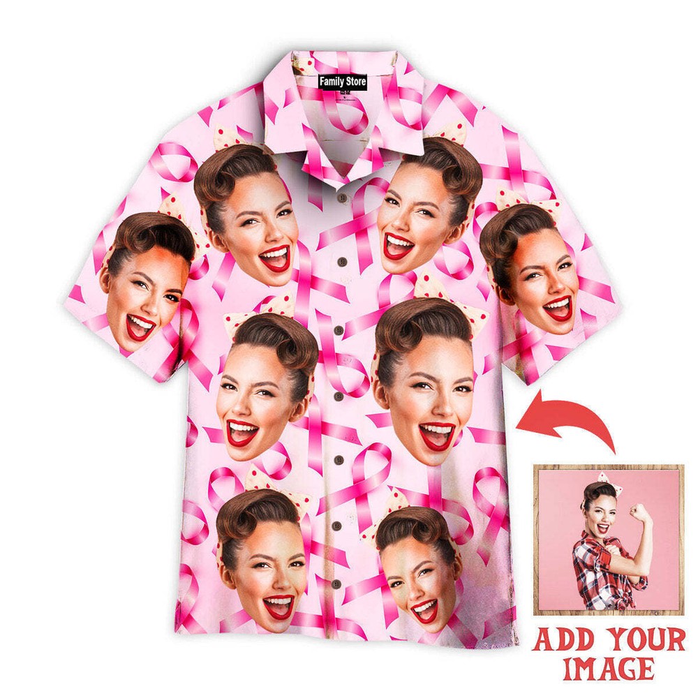Custom Breast Cancer Awareness Hawaiian Shirt with Personalized Ribbon Design for Support and Solidarity
