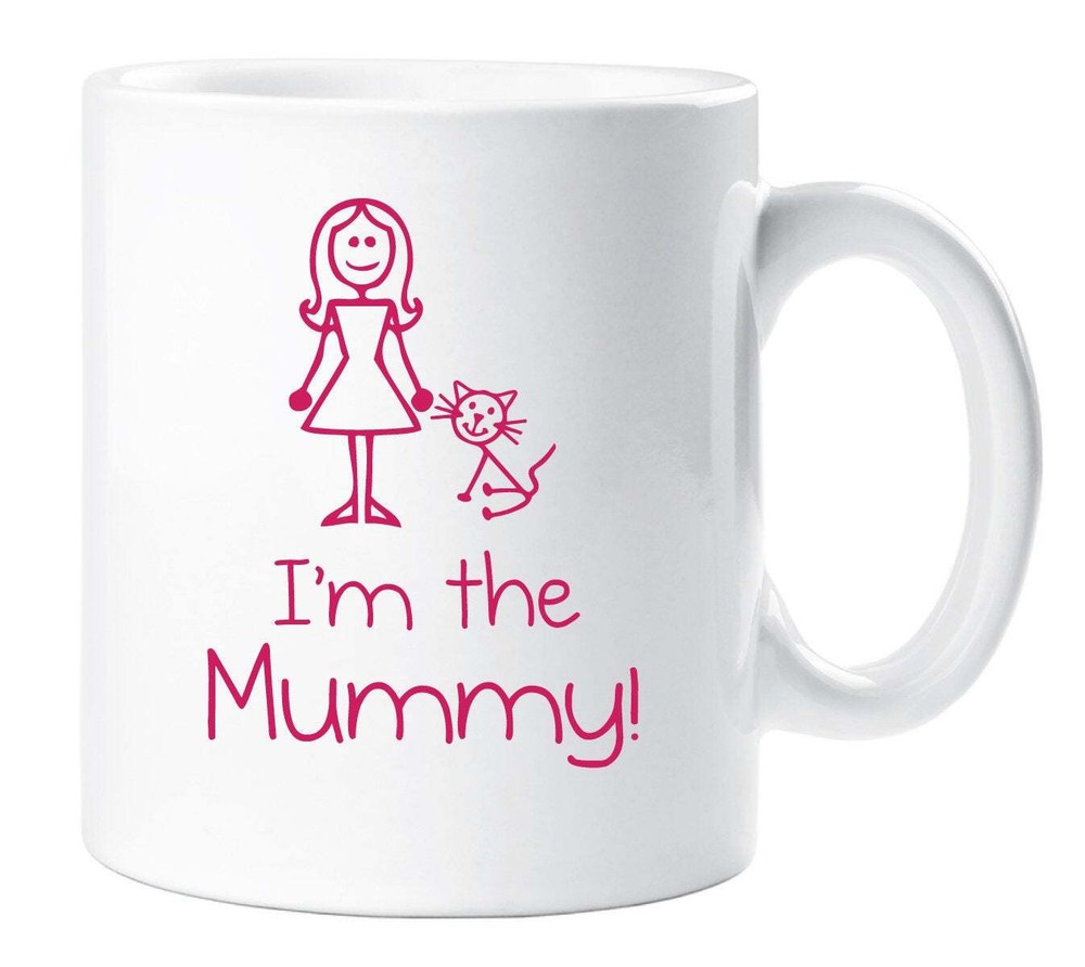 Cat I'm The Mummy Mug Family Gift Cup Stick People Ceramic New Mum Baby Present