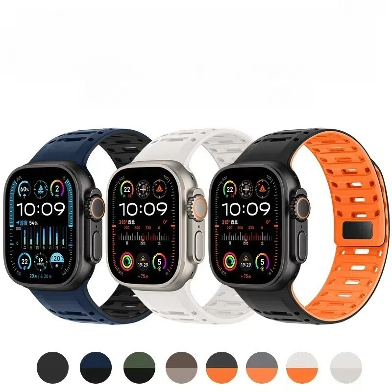 Pangolin armor magnetic silicone strap for Apple Watch 10 9 8 Ultra 2 42/46/49mm