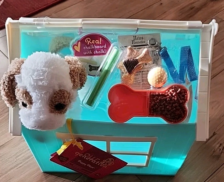 Our Generation Puppy Place Pet Dog Plush & Dog House Accessory Set for 18'' Doll
