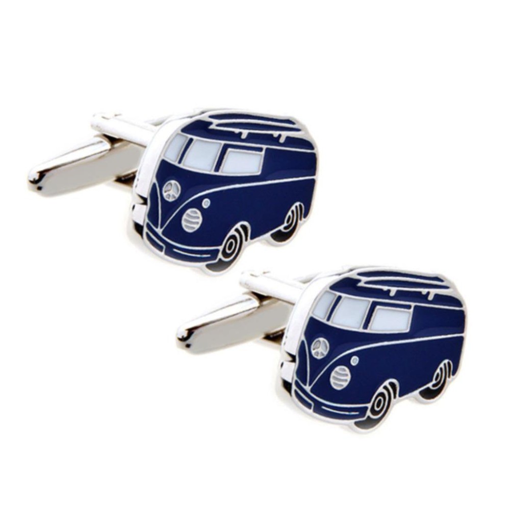 VW SURFER BUS CUFFLINKS Blue Volkswagon Hippie Van Wagon Wedding Groom GIFT BAG