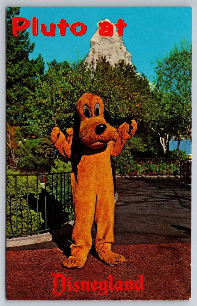 Vintage Pluto Disneyland Magic Kingdom Anaheim CA Postcard J9