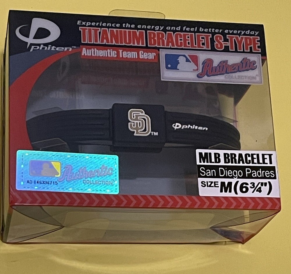 SAN DIEGO PADRES Phiten Titanium S-Type Bracelet - Medium - NEW in Box