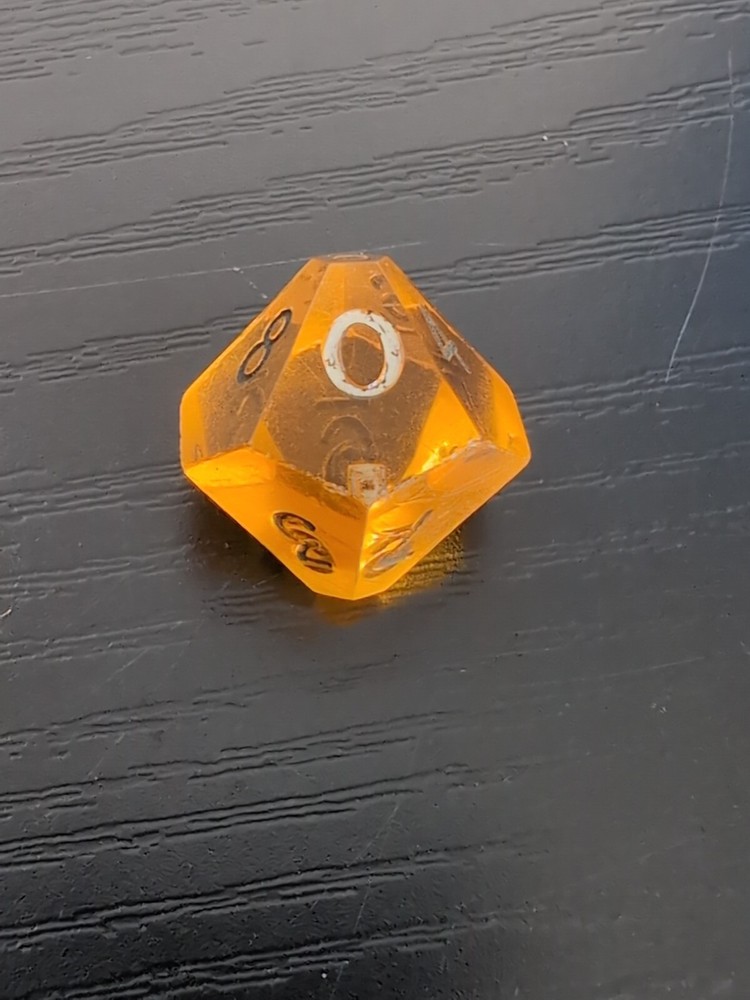 The Armory D10 Translucent Orange Topaz Sharp Edged Vintage Dice
