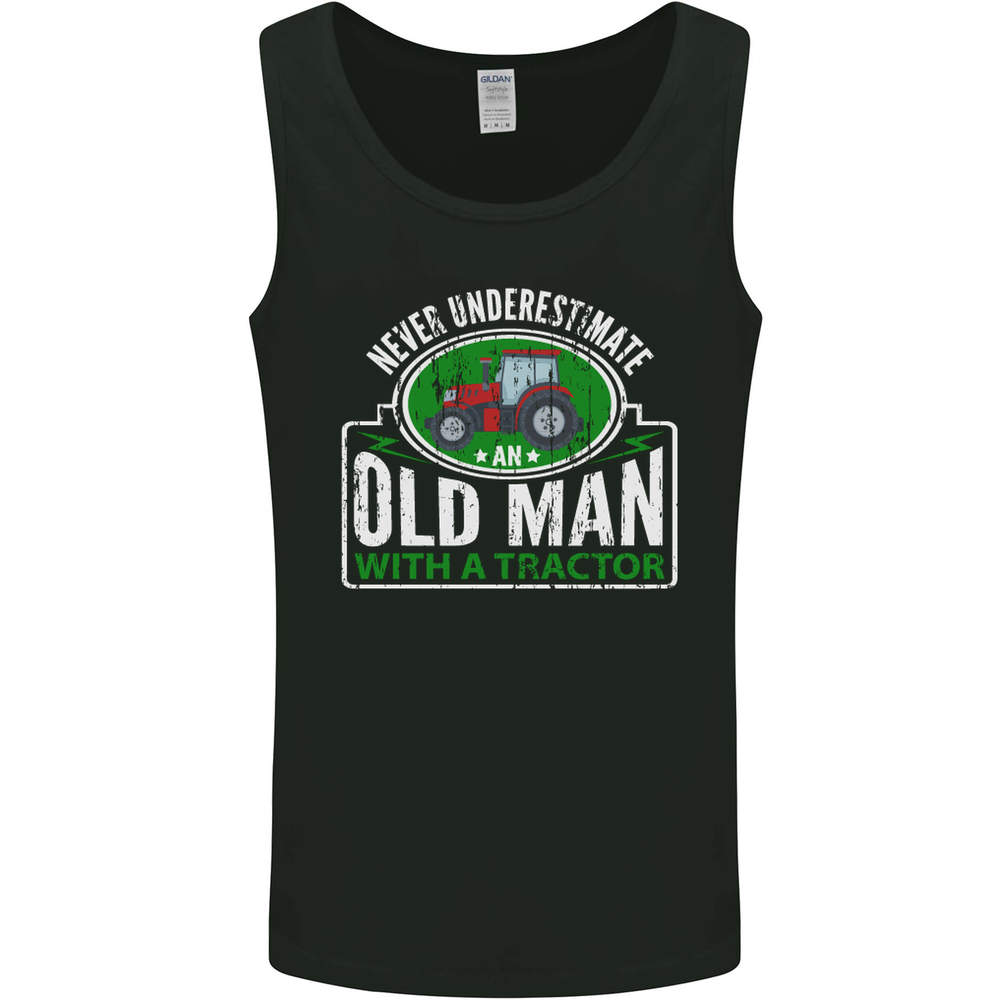 An Old Man With a Tractor Farmer Funny Mens Vest Tank Top