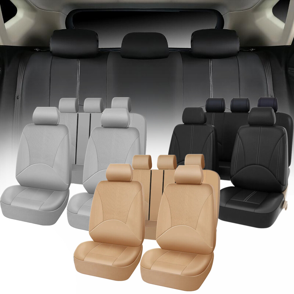 Universal Car Seat Cover Set for 5 Seats Leather Front and Rear Cushion