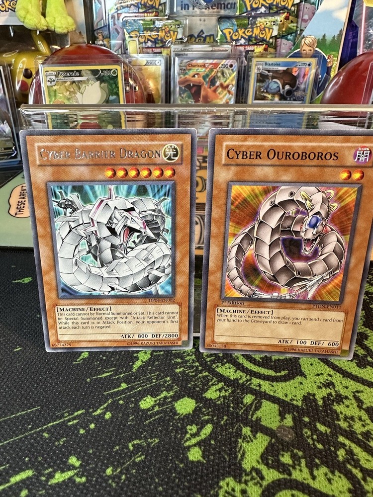 Cyber Barrier Dragon & Cyber Ouroboros Yugioh TCG Cards DP04-EN002 PTDN-EN011-image