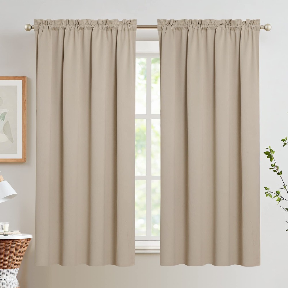 French Door Curtains Set of 2 Panels Short Curtains for Small Window Rod Pock...