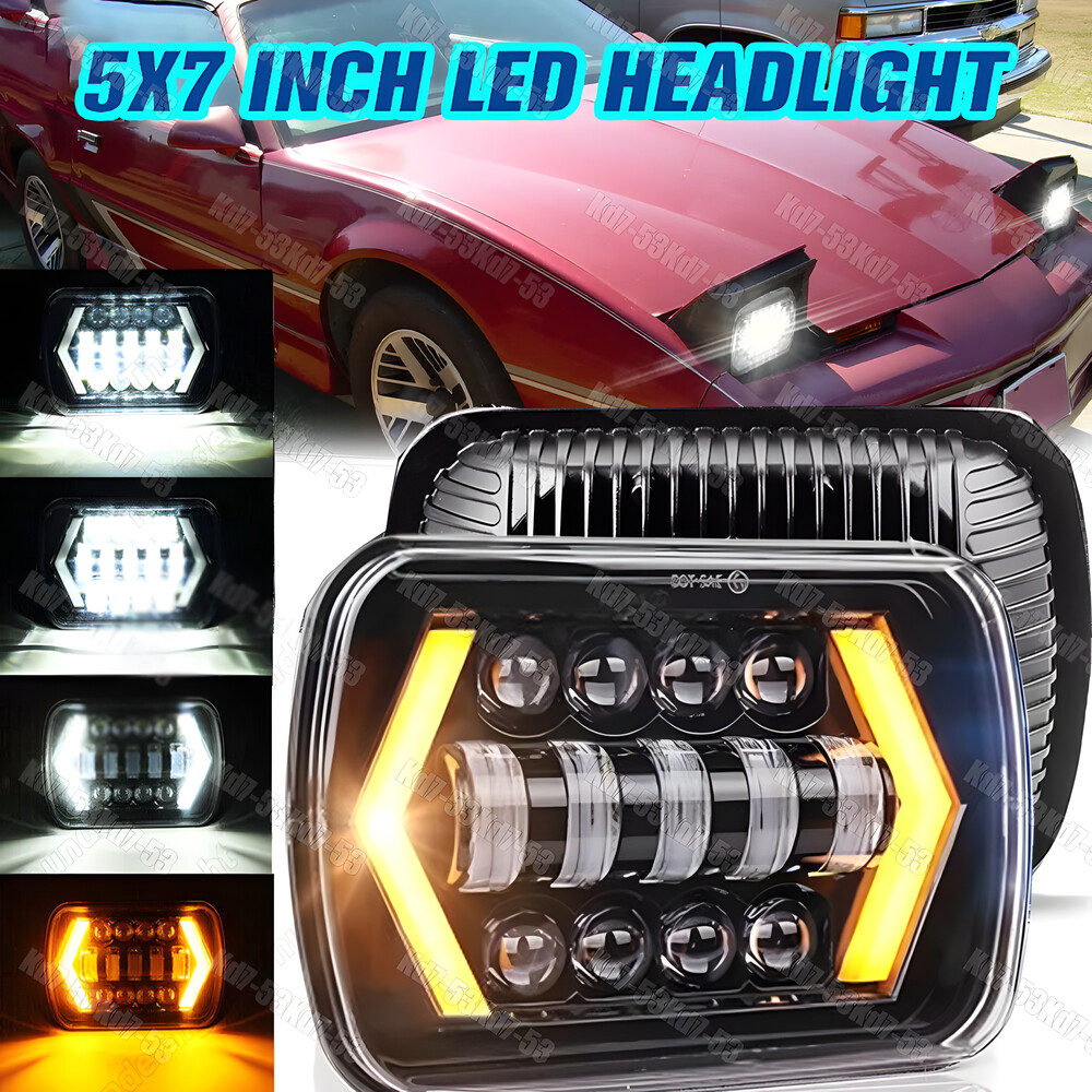 84-88 Pontiac Fiero 82-90 Firebird 7x6 LED Hi-Lo Sealed Beam Headlights
