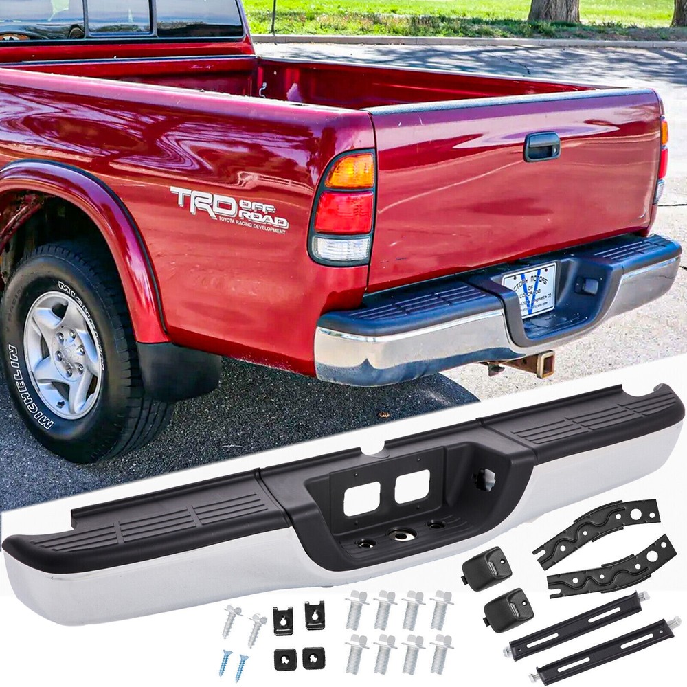 Steel Rear Step Bumper Chrome Complete Assembly For 2000-2006 Toyota Tundra TX