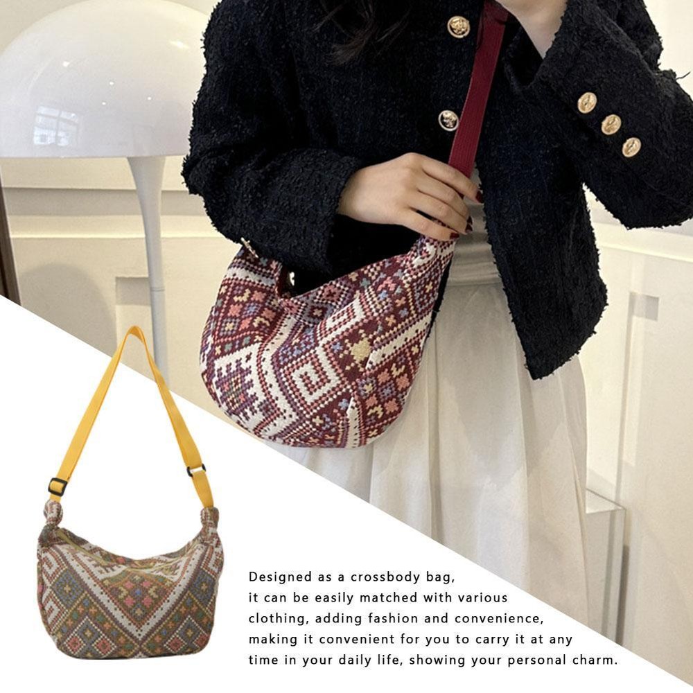 Ethnic Style Canvas Bag For Women Crossbody Bag For Women Ins Niche H9 S3J1