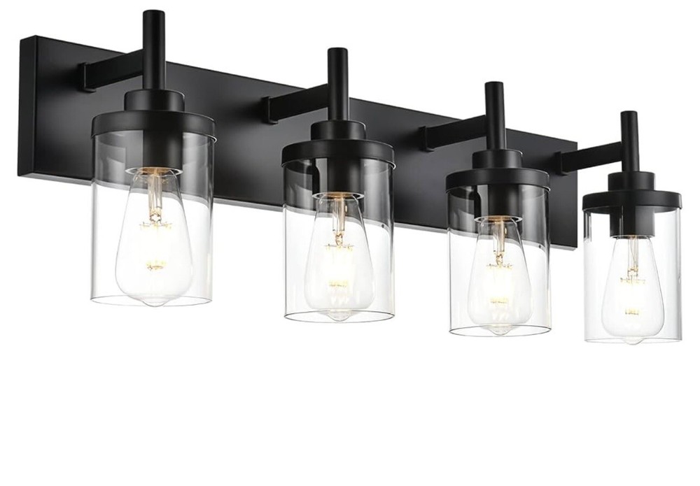 4 Lights LED Black Modern Vanity Light For Bathroom Mirror Wall Lamp Fixture