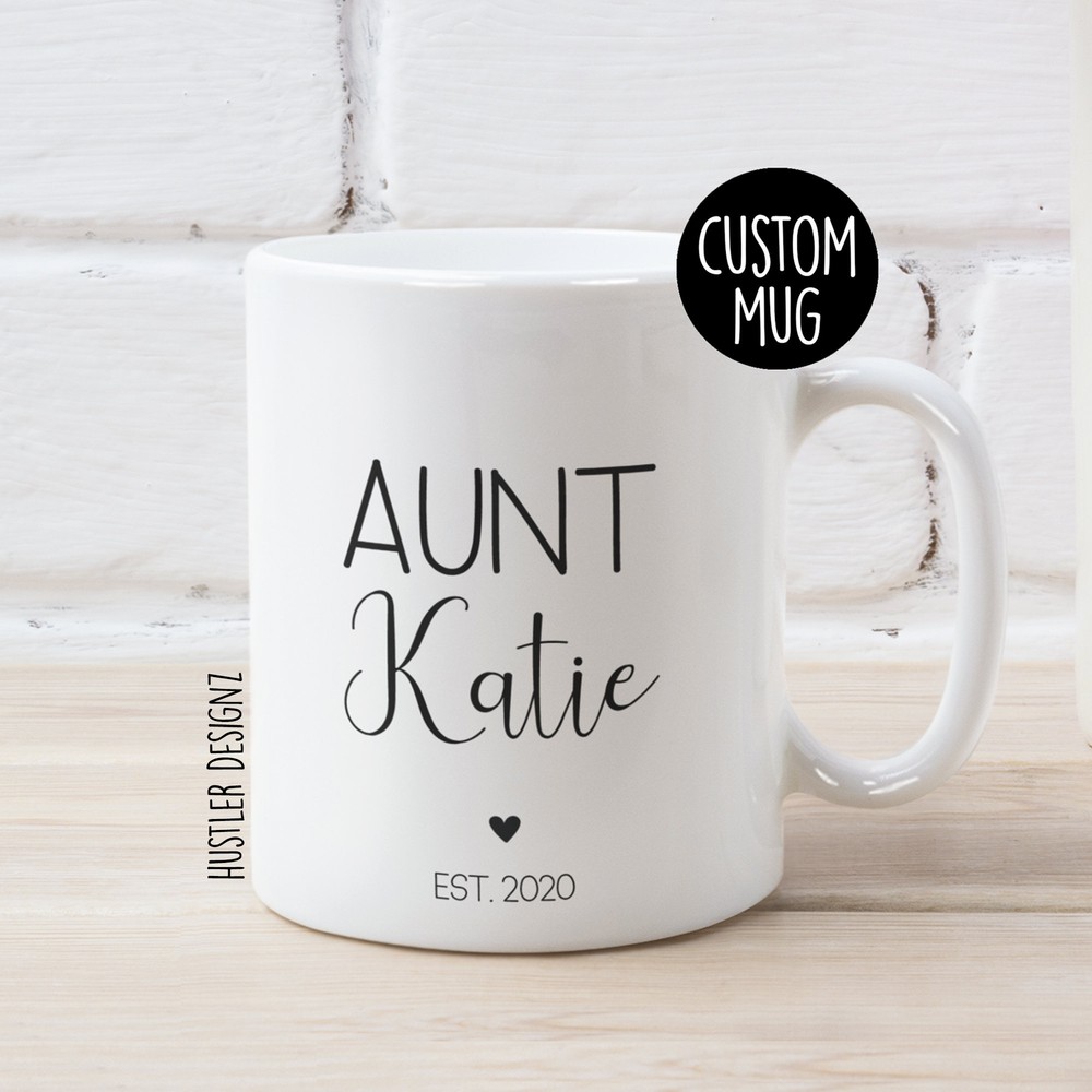 Aunt Est Mug Auntie Gift New Baby Announcement Pregnancy Reveal First Time Aunt