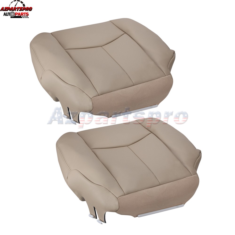 Front Driver & Passenger Bottom Leather Seat Cover Tan For 2003-2006 GMC Yukon