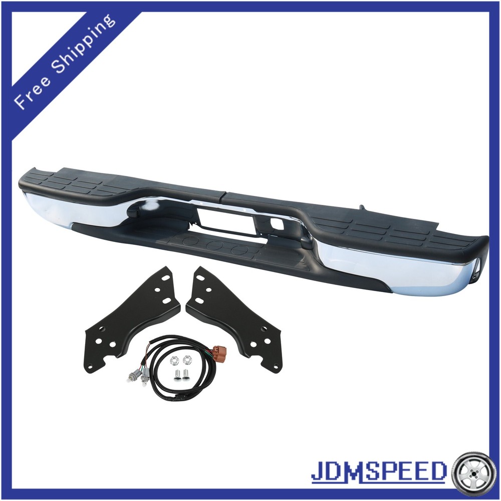 Rear Bumper & Brackets Chrome For GMC Sierra 1500 2500 Chevy Silverado 1999-2007