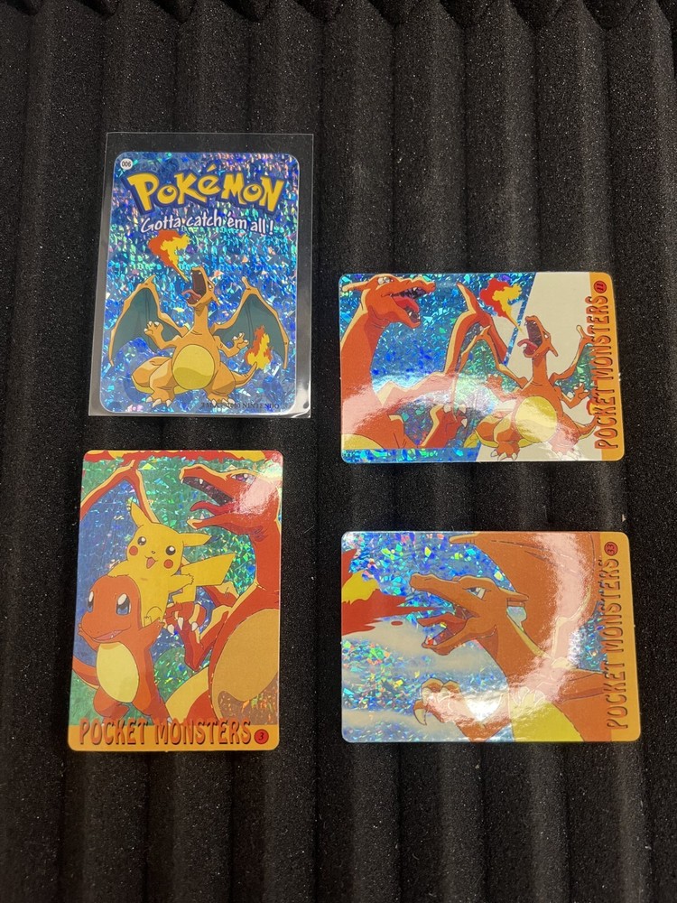 4 Card Lot - 1999 Pokemon Charizard #6 Vending Machine Prism Sticker