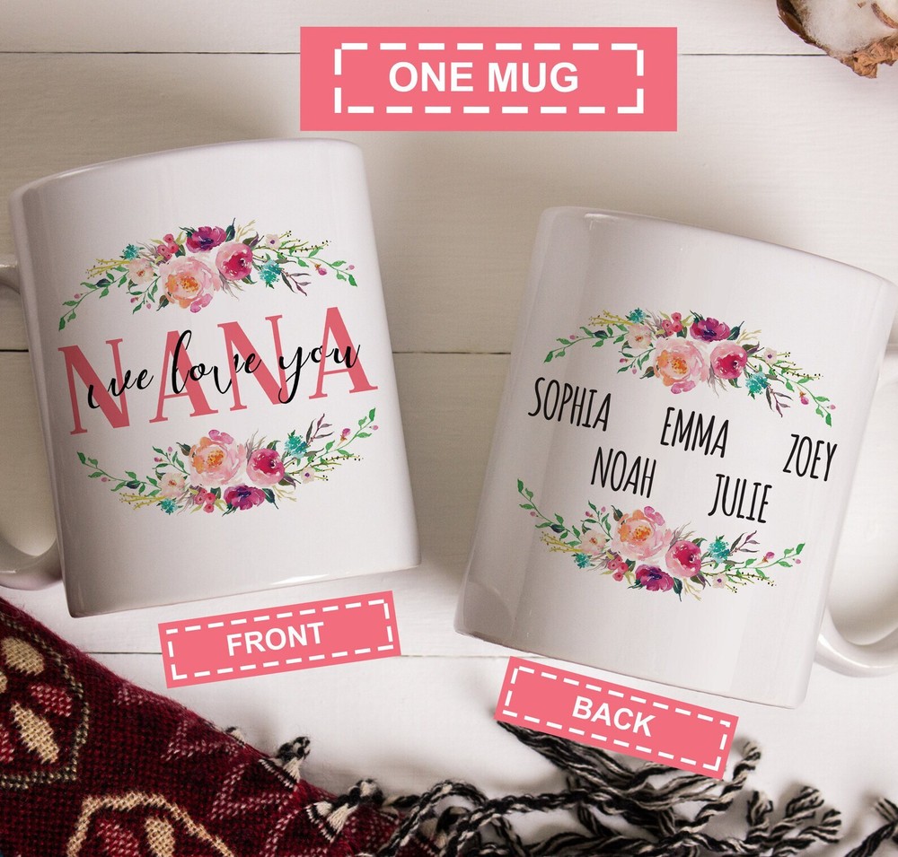 Personalized Grandma Gift Nana Present Custom Grandmother Mug Watercolor Mug