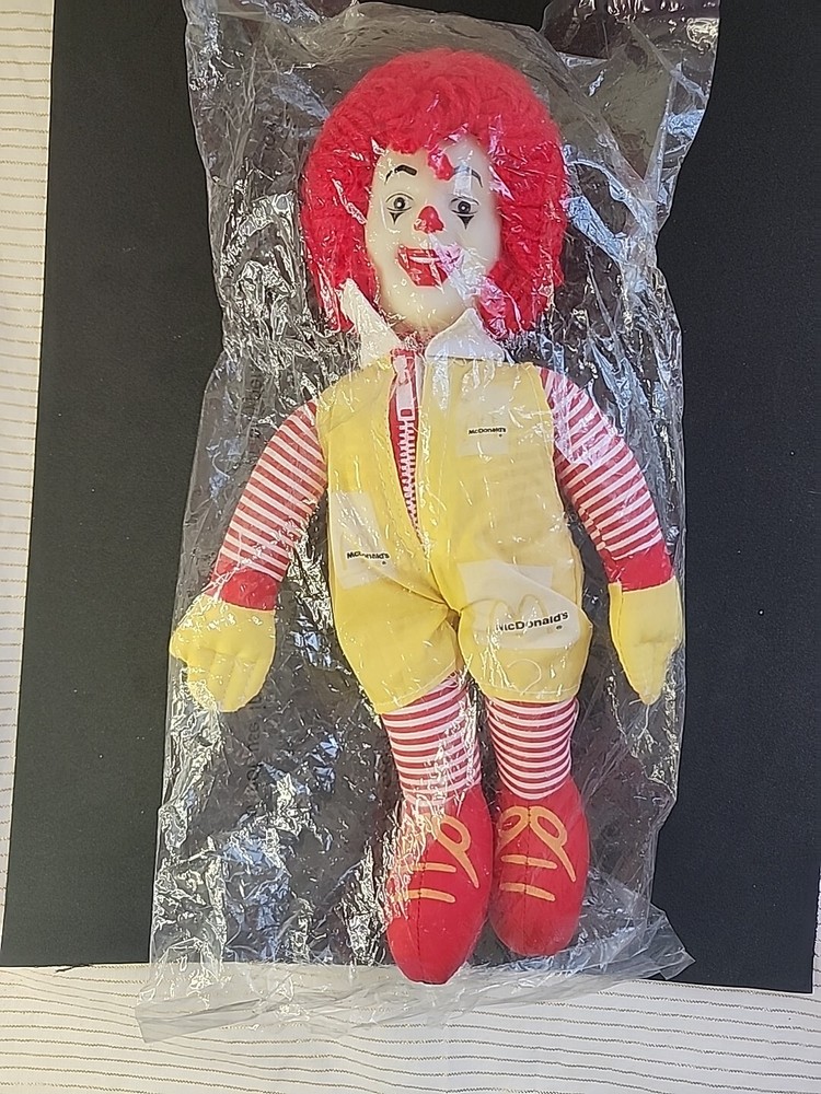 New In Bag Vintage 1984 McDonalds Ronald McDonald 15” Plush Toy Doll Hard Head