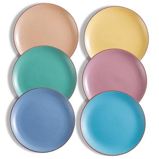 Ceramic Salad Plates Set - 8.5 Inch Small Dinner 8.5 Inch - 6Pcs Multicolor