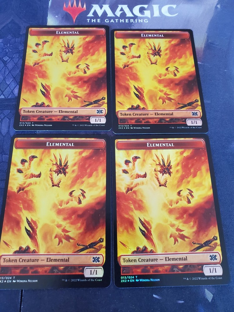MTG 4x Elemental Double-Sided Foil Tokens - Double Masters 2022 Pack Fresh-image