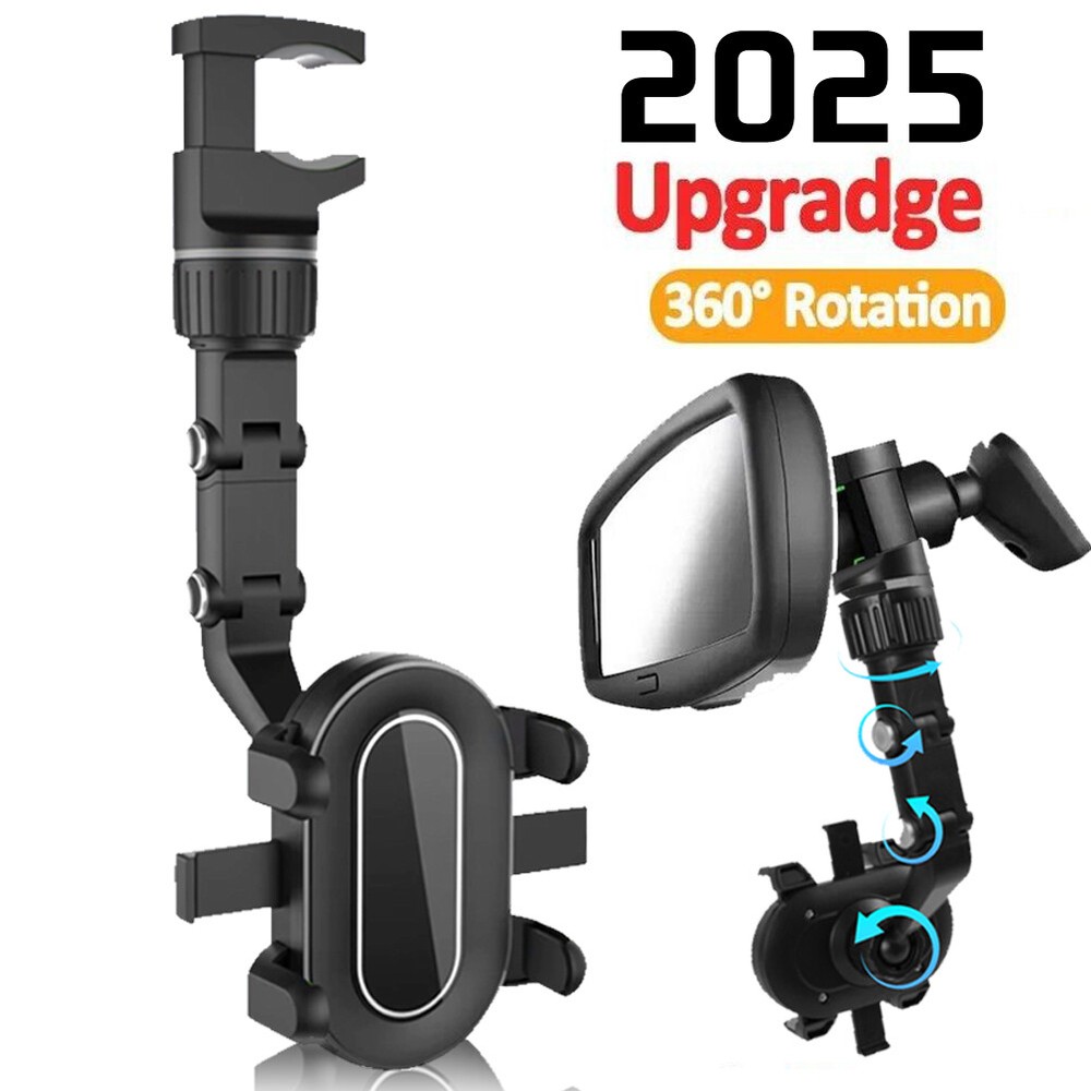360° Rotatable Car Phone Holder Mount Stand Rearview Rear View Mirror Home Desk.