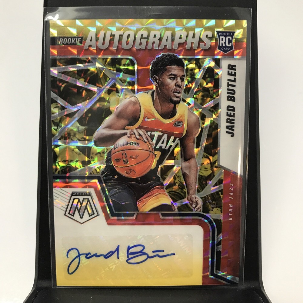 JARED BUTLER RC AUTO 2021-22 MOSAIC RED/YELLOW FUSION CHOICE PRIZM RAM-JRB JAZZ