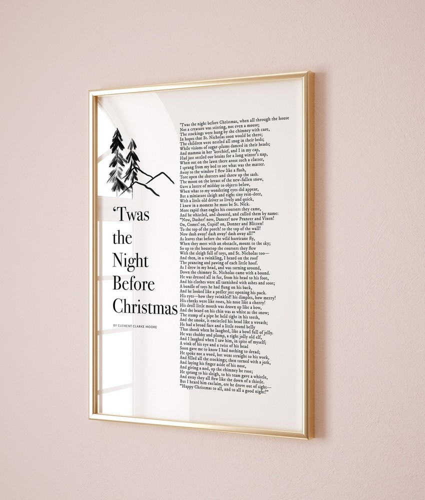 Twas The Night Before Christmas Poem Wall Art For Kids Room Christmas Poetry