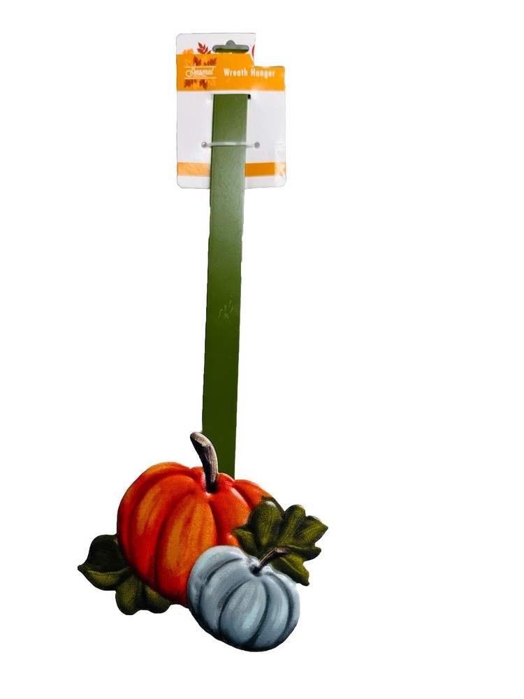 Pumpkin Themed Metal Wreath Hanger for Thanksgiving 13 Inch Autumn Decor  -image