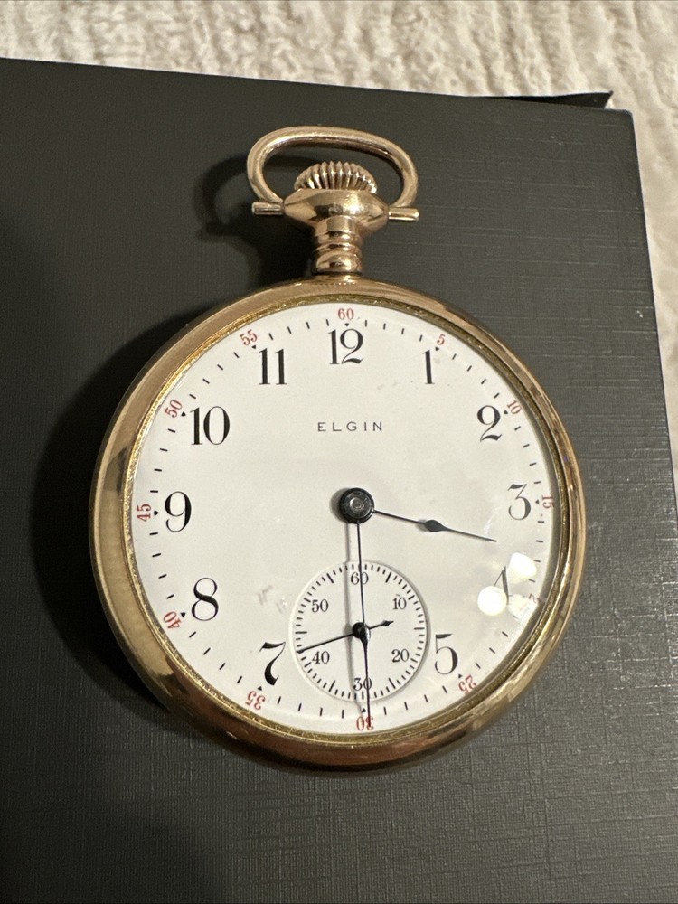 Vintage 1908 Elgin 17 Jewel 18s Pocket Watch Model 5 Gold Filled Running