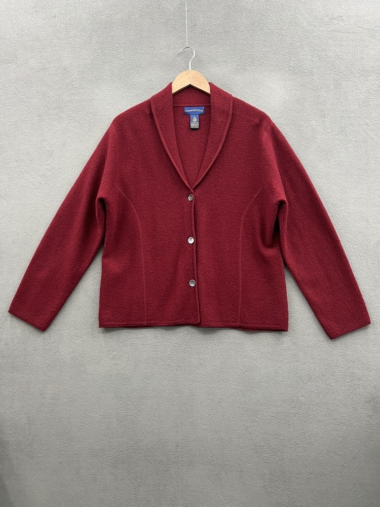 Vintage Charter Club Women’s Large Red 100% Wool Sweater Cardigan