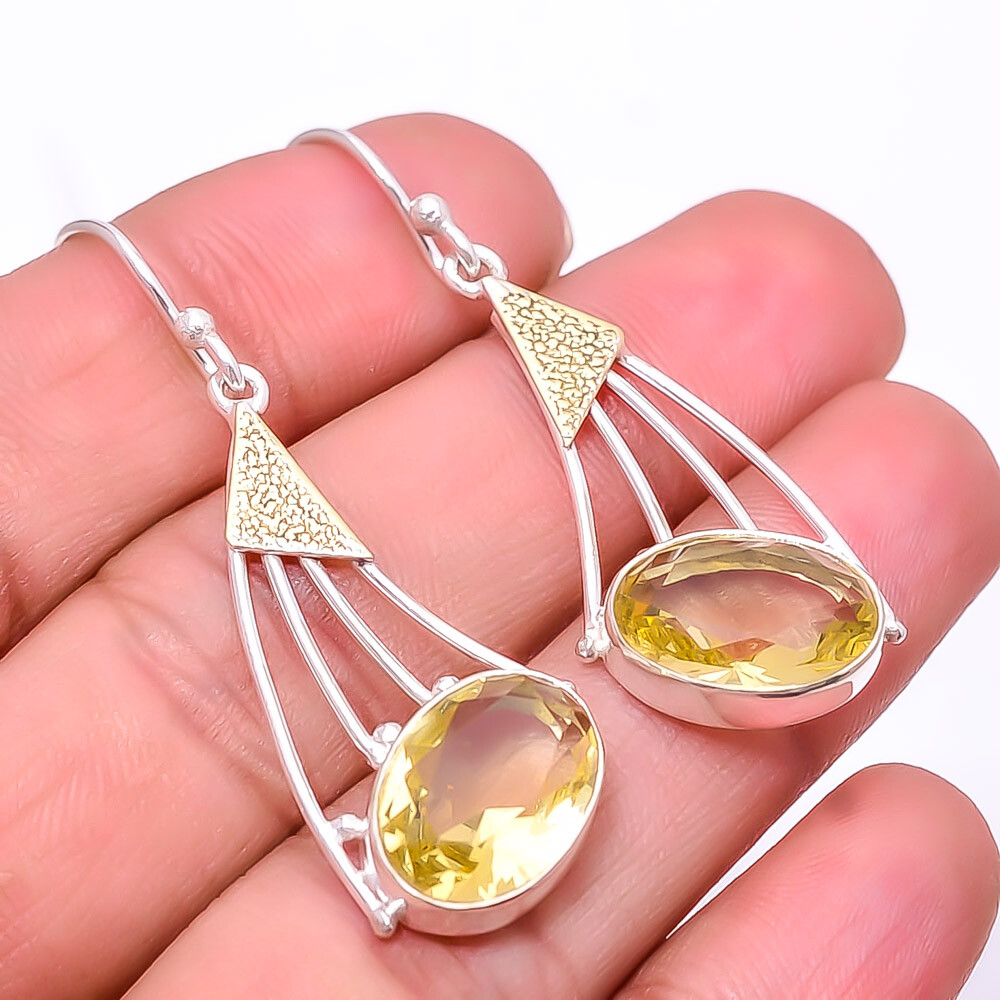 Citrine 925 Sterling Silver Two Tone Earring 1.95