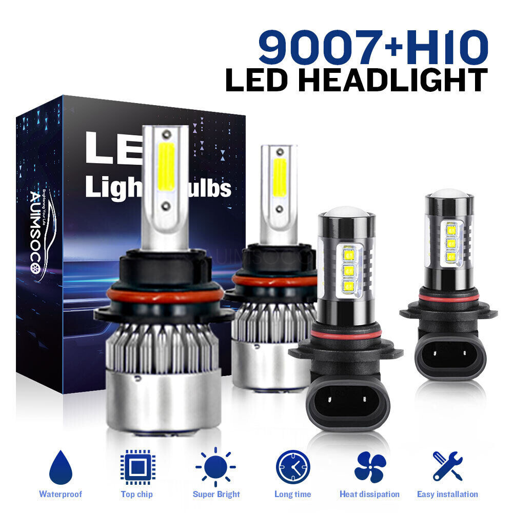 For Ford F-250 Super Duty Mustang 2004 4x Combo LED Fog Lights + Headlight Bulbs