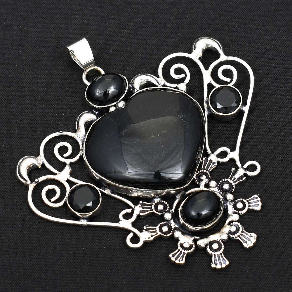 Black Onyx Heart Pendant Handmade Jewelry for Propose Day Gift