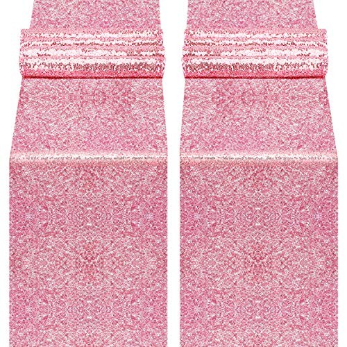 Pink Sequin Table Runner, 2 Pack 12 x 108 Light Pink Sparkly Table Pink 2pc
