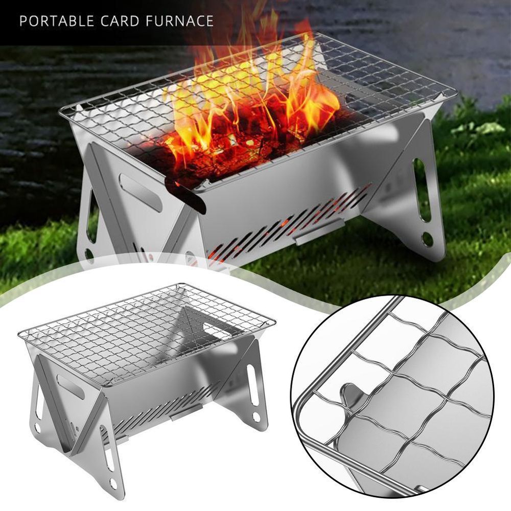 Stainless Steel Grill BBQ Charcoal Stove Outdoor Picnic Portable Fold FaΘÐ