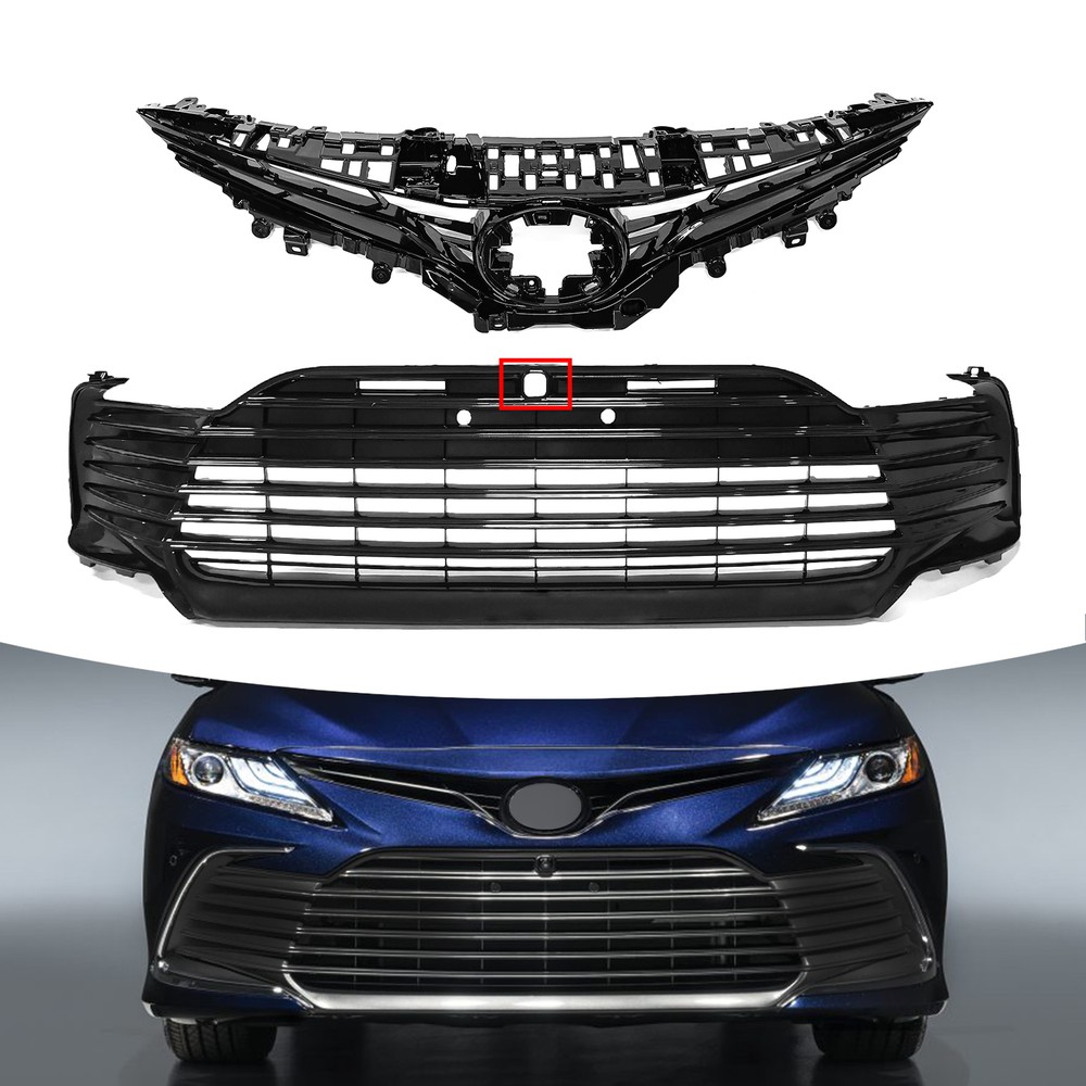 Fit 2021-2024 Toyota Camry LE XLE Front Bumper Upper Grill Lower Grille W/ Holes