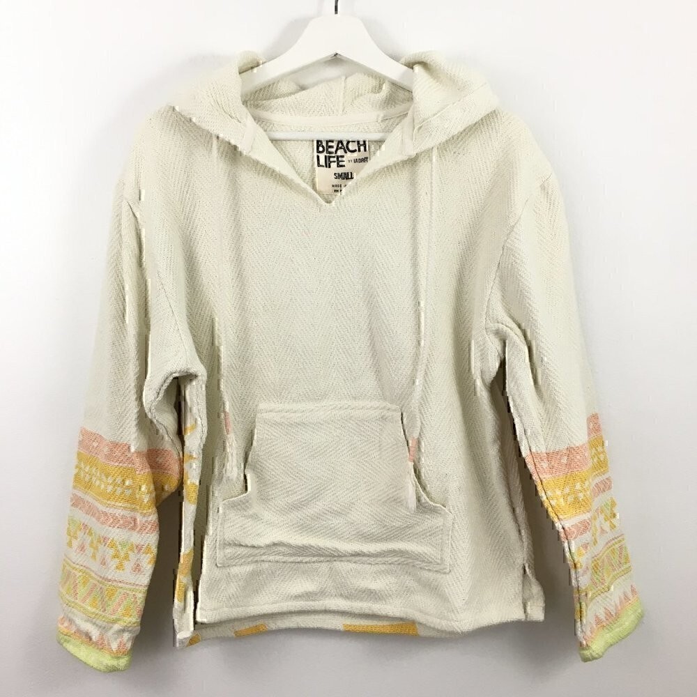 LADRFT Women's Palm Tree Multicolor Hooded Sweatshirt Size S Beach Life