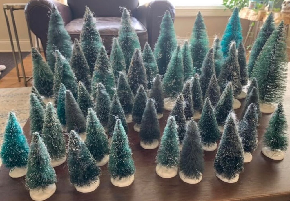 Lemax 50-Piece Christmas Bottle Brush Tree Set for Holiday Decor