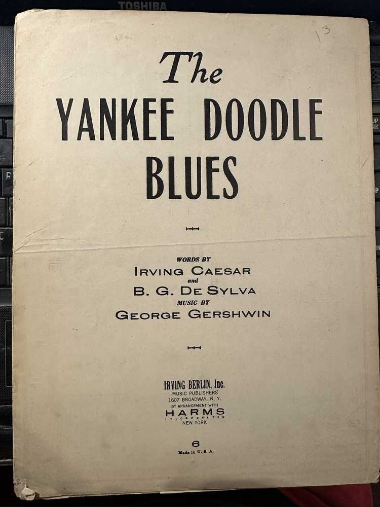 K 1922 George Gershwin Ragtime sheet music THE YANKEE DOODLE BLUES