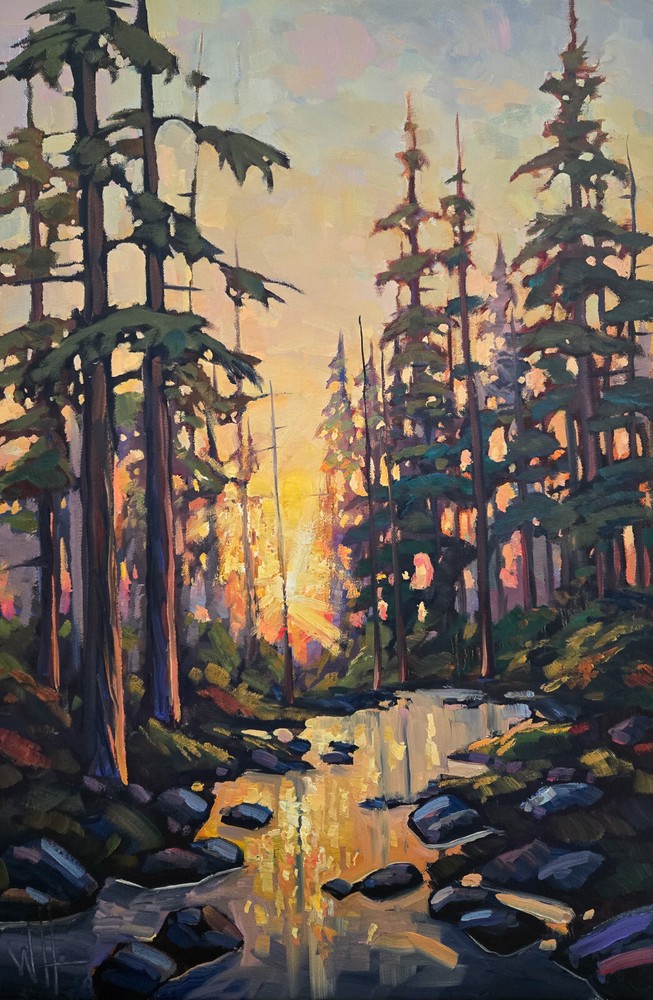 Forest Scene PRINT Art Canvas Impressionism PNW Scene Giclee Hawkins Trees R39